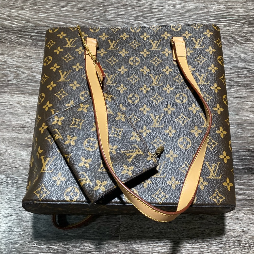 Louis Vuitton Monogram Canvas Tote with Tan Trim and Gold Hardware - Picture 2 of 14